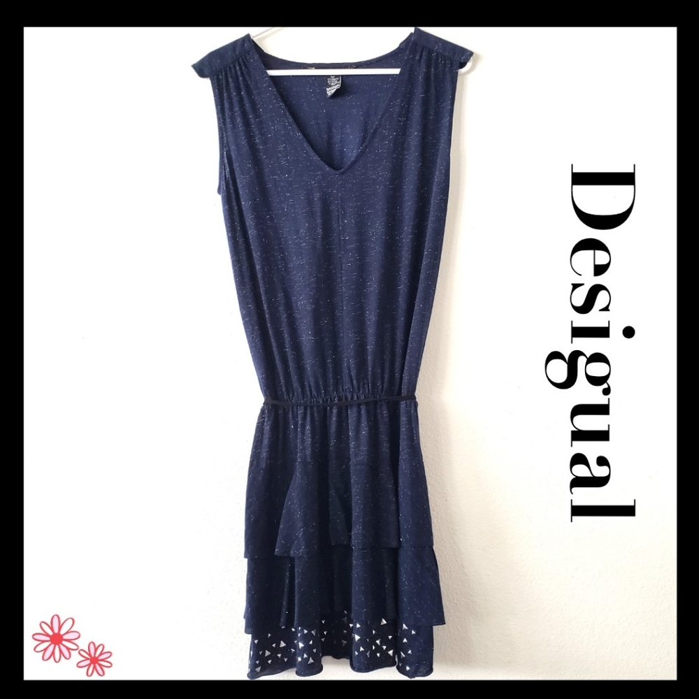 ♥️ Desigual:Size:S Navy Blue/ Silver specs Dress